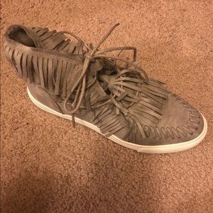 grey fringe sneakers